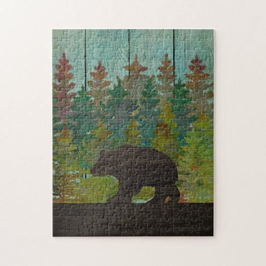 Rustische pijnbomen en Beer Legpuzzel (Verticaal)