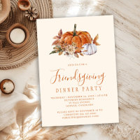 Rustische pompoen bloemige Friendsgiving dinerfees