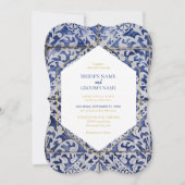 Rustische Portugese Tegels huwelijksuitnodigingen Kaart (Voorkant)