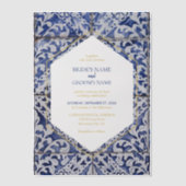 Rustische Portugese Tegels huwelijksuitnodigingen Vellum Uitnodigingen (Voorkant)