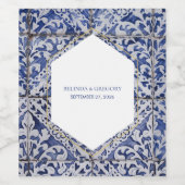 Rustische Portugese Tiles Wedding Wijn Etiket (Enkel label)