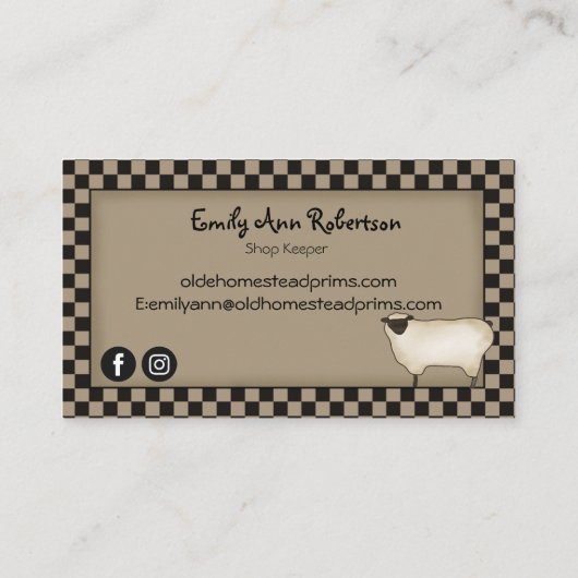 Rustische primitieve Saltbox Willow Tree Country B Visitekaartje (Achterkant)