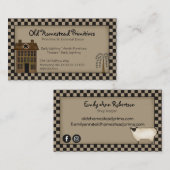 Rustische primitieve Saltbox Willow Tree Country B Visitekaartje (Voorkant / Achterkant)