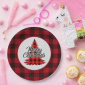 Rustische rode buffel met kerstmis papieren bordje (Feest)