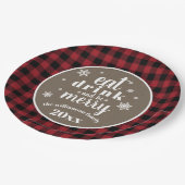 Rustische rode buffel met kerstmis papieren bordje (Gekanteld)