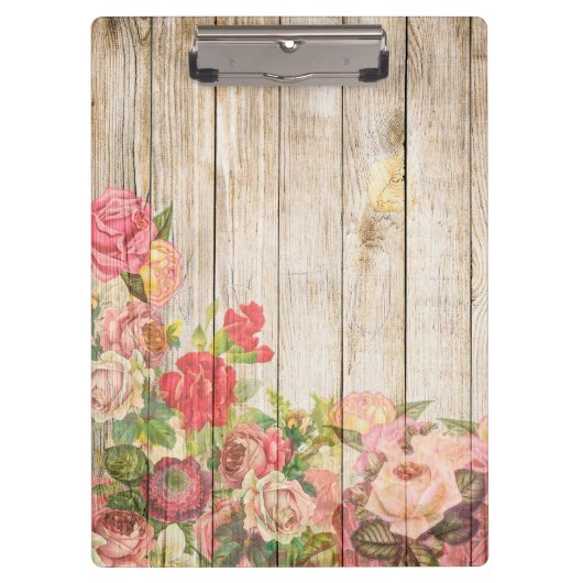 Rustische Romantische Rozen Hout Klembord (Voorkant)