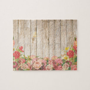 Rustische Romantische Rozen Hout Legpuzzel