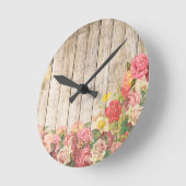Rustische Romantische Rozen Hout Ronde Klok (Hoek)