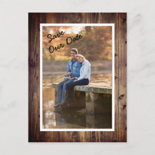 Rustische schuur houten foto bewaar onze datum bru briefkaart