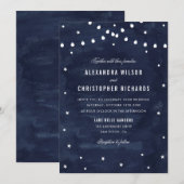 Rustische Sterrennacht String Lights Wedding Kaart (Voorkant / Achterkant)