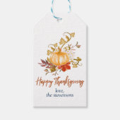 Rustische Thanksgiving najaar pompoen Cadeaulabel (Voorkant)