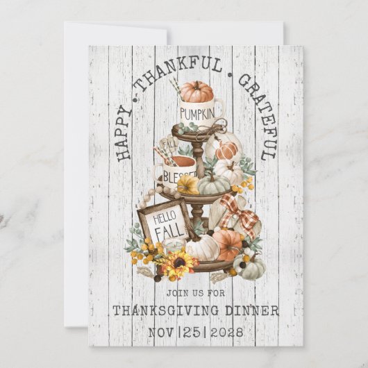 Rustische Thanksgiving - Najaarsuitnodiging Kaart (Voorkant)