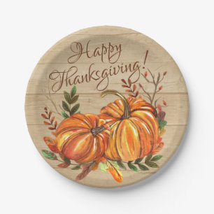 Rustische Thanksgiving Pumpkins Papieren Bordje