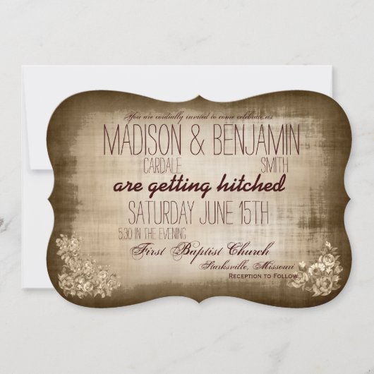 Rustische  Typografie Wedding Invitations Kaart (Voorkant)