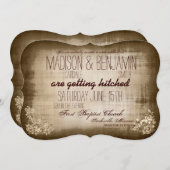 Rustische  Typografie Wedding Invitations Kaart (Voorkant / Achterkant)