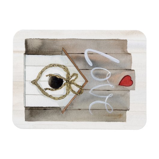 Rustische Valentijn Birdhouse Magneet (Horizontaal)