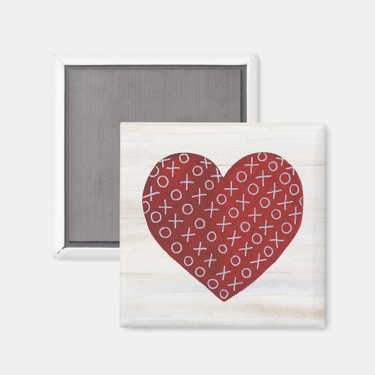 Rustische Valentijn | Hugs & Kisses Heart Magneet (Voorkant / Achterkant)