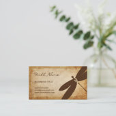 Rustische Visitekaartjes voor de Dragonfly | Bruin (Staand voorkant)