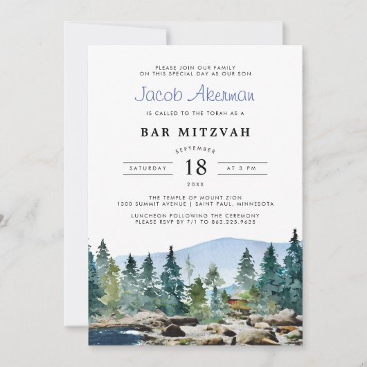 Rustische Waterverf Barn | Bar Mitzvah (Voorkant)