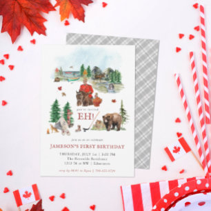 Rustische Waterverf Canada Day Birthday Party Kaart