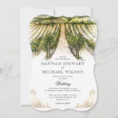 Rustische Waterverf Elegant Vineyard Wedding Kaart (Voorkant)
