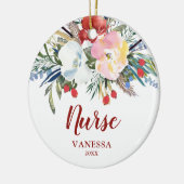 Rustische Waterverf Floral Personalized Nurse Keramisch Ornament (Links)