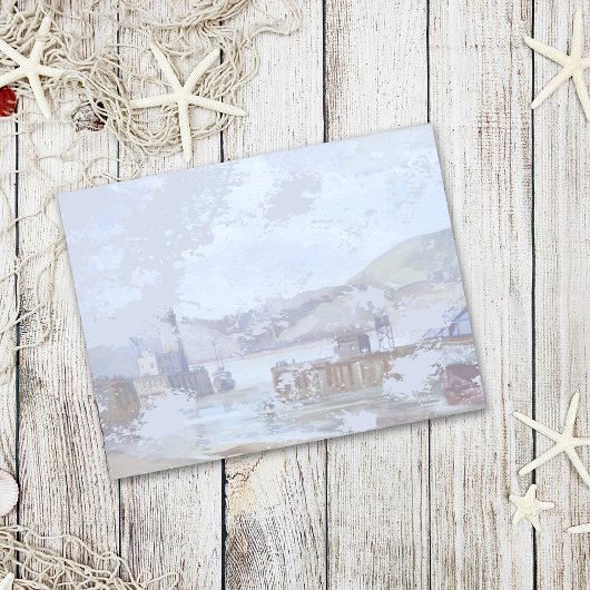 Rustische Waterverf Foggy Harbour Briefkaart