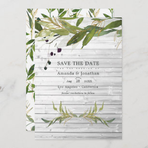 Rustische Waterverf Greenery Country Barn Wedding Save The Date