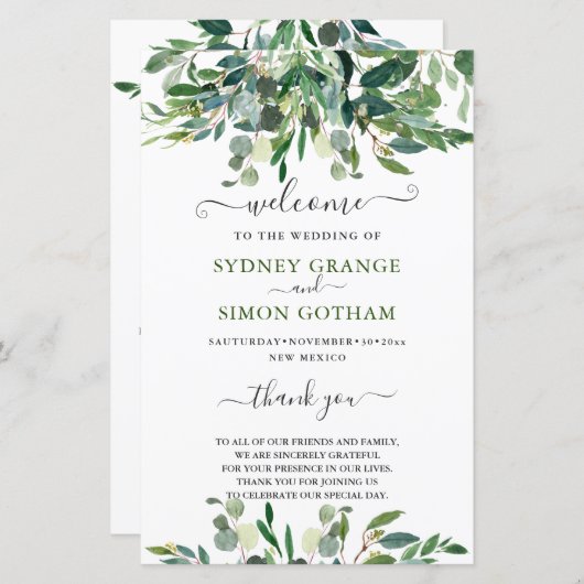 RUSTISCHE WATERVERF GREENERY EUCALYPTUS (Voorkant / Achterkant)