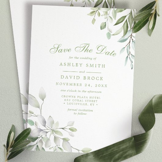 Rustische Waterverf Greenery Floral sparen de datu Save The Date