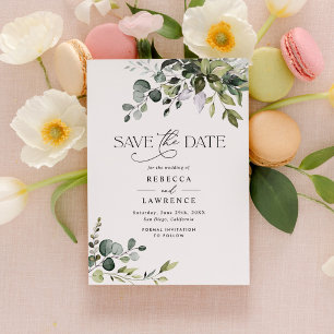 Rustische Waterverf Greenery Wedding Save the Date Kaart
