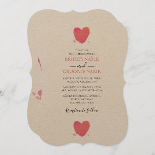 Rustische Waterverf Heart Wedding Invitations Kaart