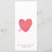 Rustische Waterverf Heart Wedding Menu (Achterkant)