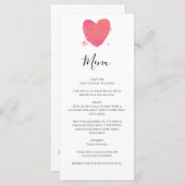 Rustische Waterverf Heart Wedding Menu (Voorkant / Achterkant)