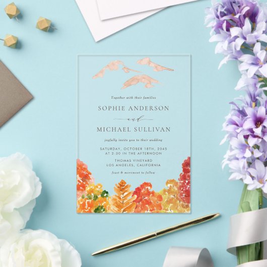 Rustische Waterverf herfst bosfeest Acryl Uitnodigingen (Insitu (Huwelijk))