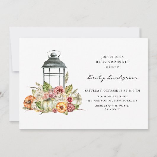 Rustische Waterverf Herfst Harvest Baby Sprinkle Kaart (Voorkant)