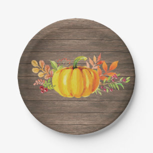 Rustische Waterverf Herfst Pumpkin Autumn Papieren Bordje