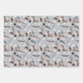 Rustische Waterverf Leaping Hare Winter Inpakpapier Vel (Voorkant 2)