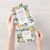 Rustische Waterverf Lemon Italiaans Citrus Baby sh All In One Uitnodiging (Afscheurbaar)