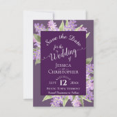 Rustische Waterverf Lilacs Calligraphy Plum Weddin Save The Date (Voorkant)