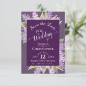 Rustische Waterverf Lilacs Calligraphy Plum Weddin Save The Date (Staand voorkant)