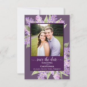 Rustische Waterverf Lilacs & Foto Paars Wedding Save The Date