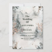 Rustische Waterverf Mountain Forest Winter Wedding Kaart (Voorkant)