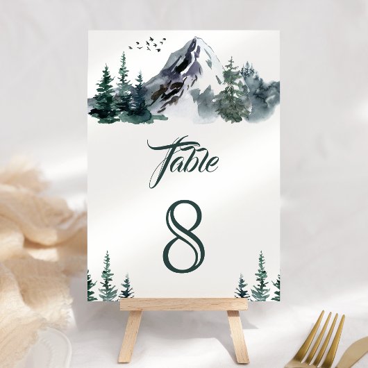 Rustische Waterverf Mountain Forest Winter Wedding Kaart