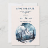 Rustische Waterverf Mountain Forest Winter Wedding Save The Date (Voorkant)