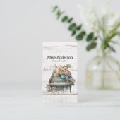 Rustische Waterverf Piano-leraar Visitekaartje (Staand voorkant)