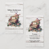 Rustische Waterverf Piano-leraar Visitekaartje (Voorkant / Achterkant)