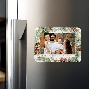 Rustische Waterverf Pine Cone Wreatfoto Magneet