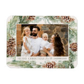 Rustische Waterverf Pine Cone Wreatfoto Magneet (Horizontaal)