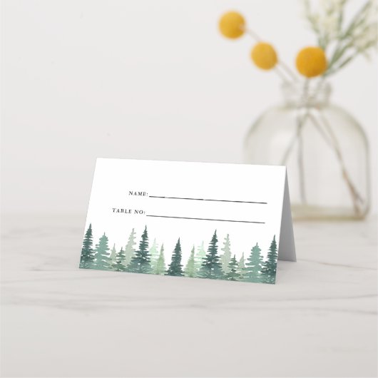 Rustische Waterverf Pine Winter Wedding (Voorkant)